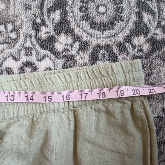 D & CO  Naturals Flax Linen Wide Leg Crop Pants Womens XL Petite Sage Green - Picture 8 of 10